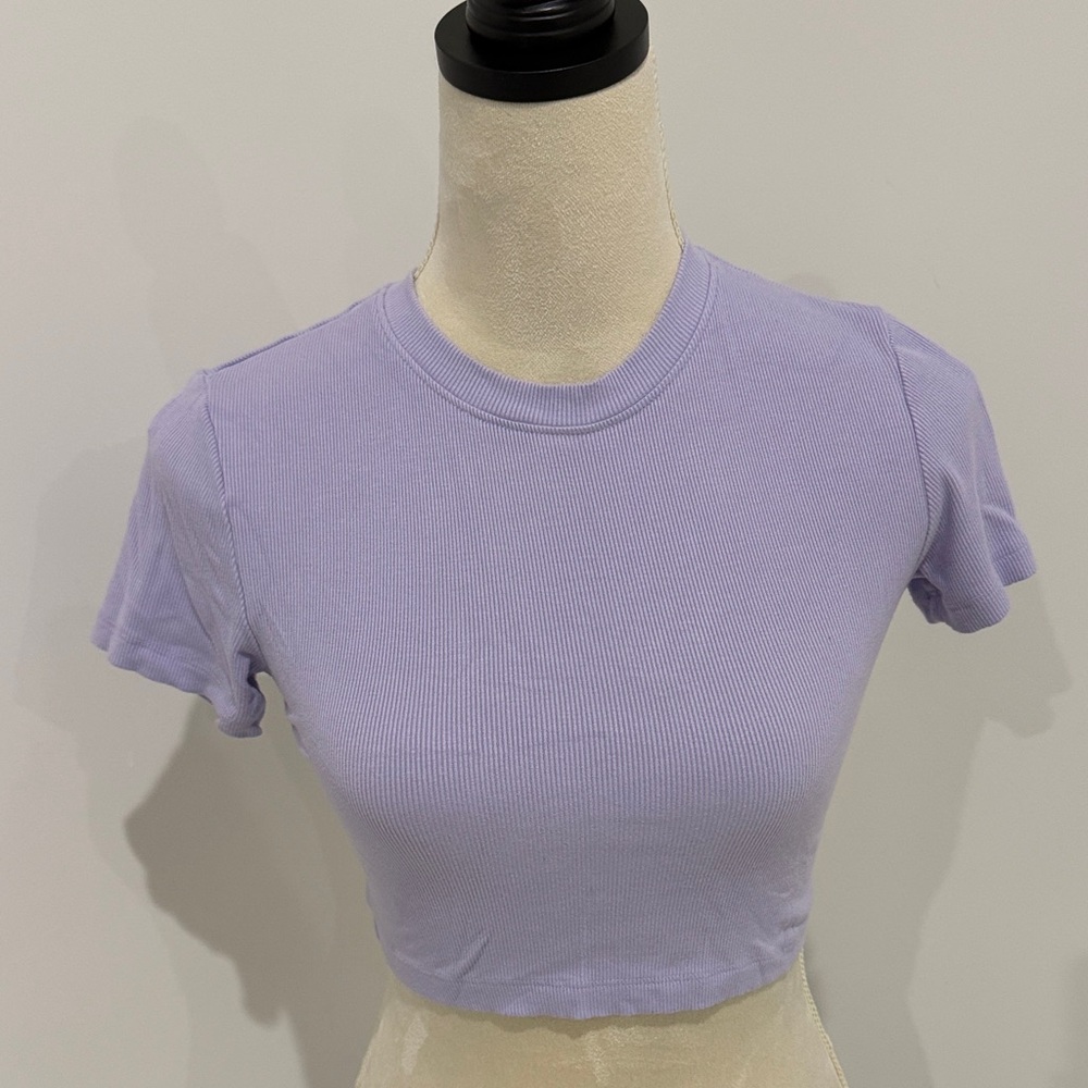 Mono B Light Purple Ribbed Crop Top